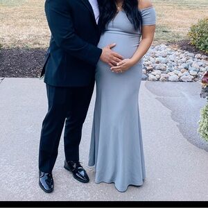 Lulu's Chic Gray Off-Shoulder Dress